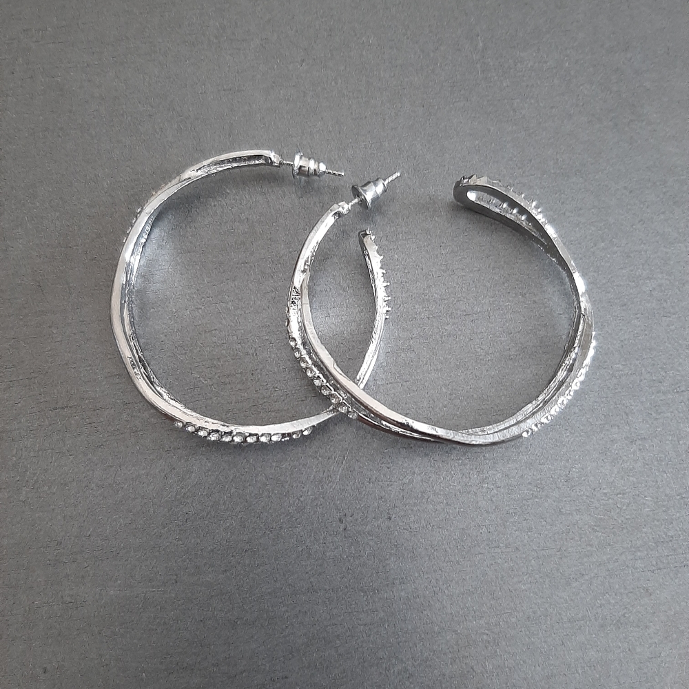Silver diamond fashion hoops casual fun